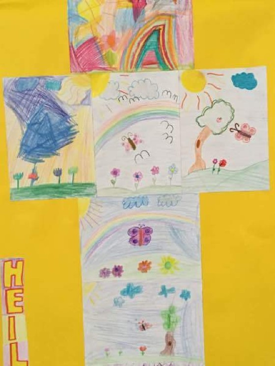 Karfreitag Ostern - gemalt von Kindern / Karl Hartleb Volksschule und Jungschar Altenmarkt malt unser Heilsgeschehen