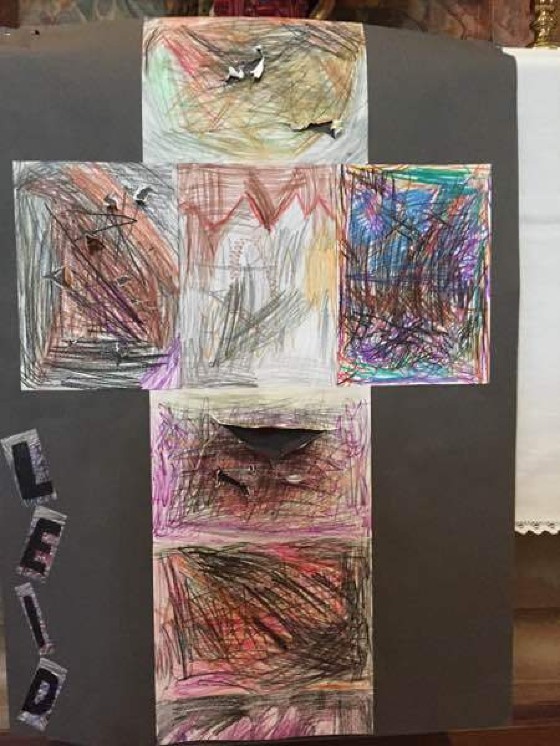 Karfreitag Ostern - gemalt von Kindern / Karl Hartleb Volksschule und Jungschar Altenmarkt malt unser Heilsgeschehen